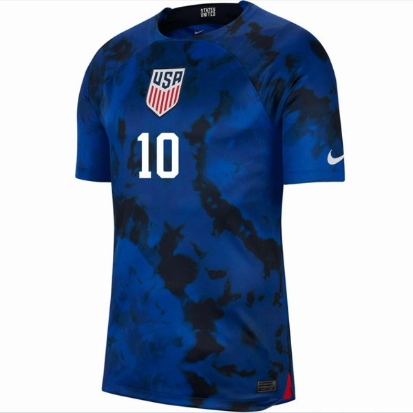 Nike United States Christian Pulisic Authentic Match Away Jersey 22/23 (Bright Blue/White) Flatlock Seam Finish