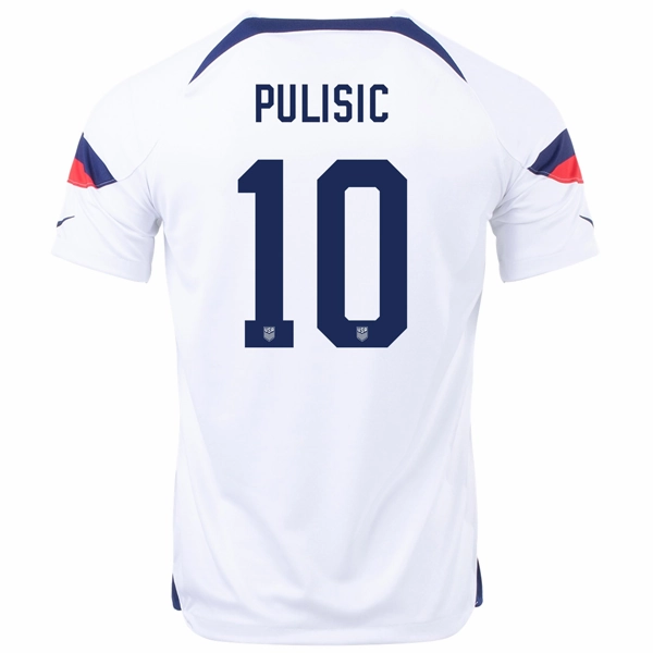 Nike United States Christian Pulisic Home Jersey 22/23 (White/Loyal Blue) Easy Fit Wear Seamless construction