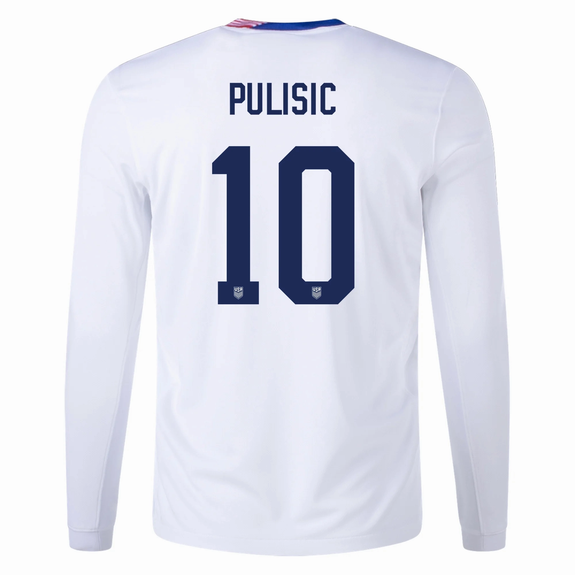 Nike United States Christian Pulisic Long Sleeve Home Jersey 24/25 (White) Weightless Feel Durable Moisture Management