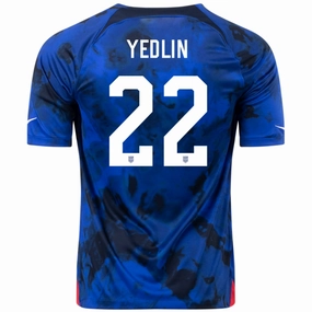 Non Binding Armholes Temperature Regulating Material Nike United States Deandre Yedlin Away Jersey 22/23 (Bright Blue/White)