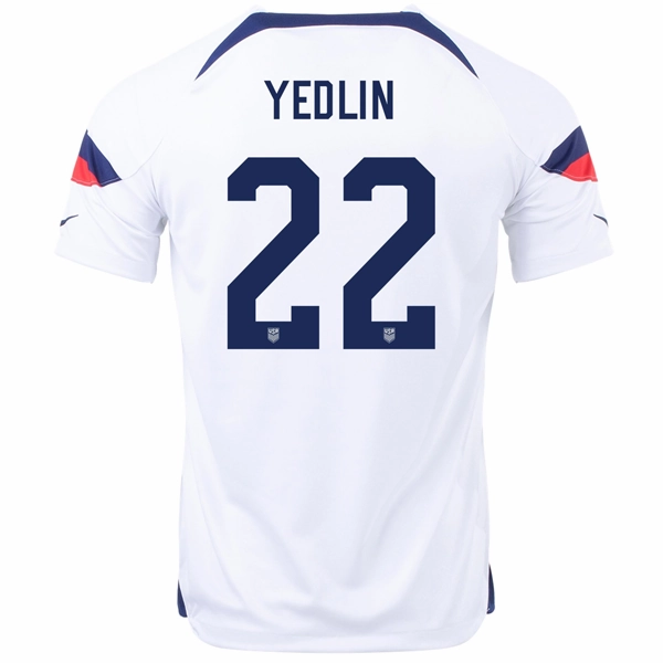 Nike United States Deandre Yedlin Home Jersey 22/23 (White/Loyal Blue) Flattering Drop Shoulder