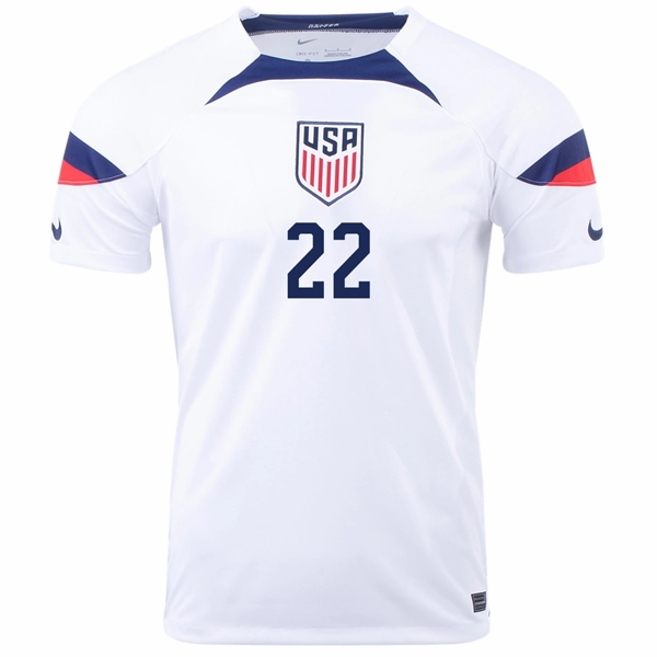 Nike United States Deandre Yedlin Home Jersey 22/23 (White/Loyal Blue) Casual Performance