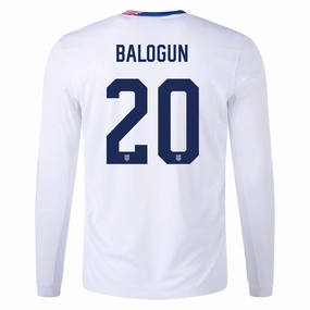 Slim Silhouette Non Slip Hem Nike United States Folarin Balogun Long Sleeve Home Jersey 24/25 (White)