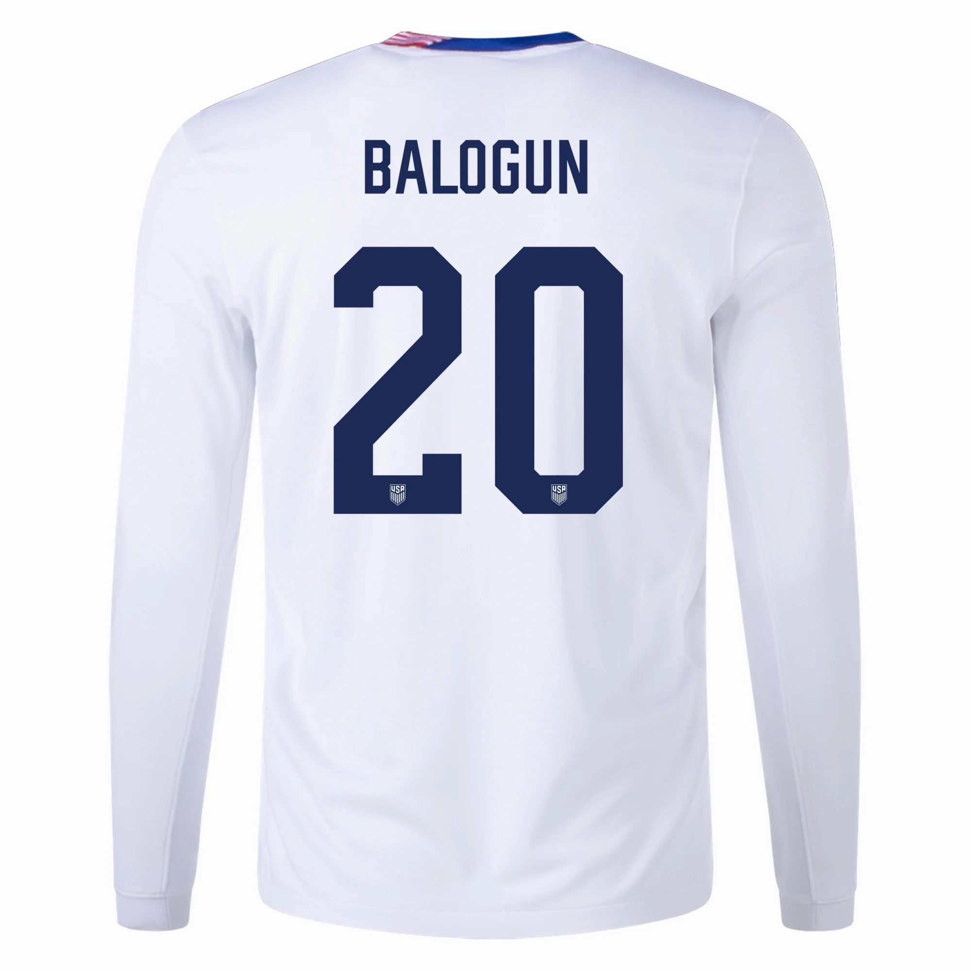 Nike United States Folarin Balogun Long Sleeve Home Jersey 24/25 (White) Active Weekend