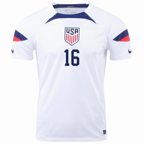 Nike United States George Bello Home Jersey 22/23 (White/Loyal Blue) Speed Fit