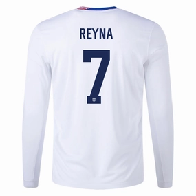 Dry Texture Low Friction Texturing Nike United States Gio Reyna Long Sleeve Home Jersey 24/25 (White)