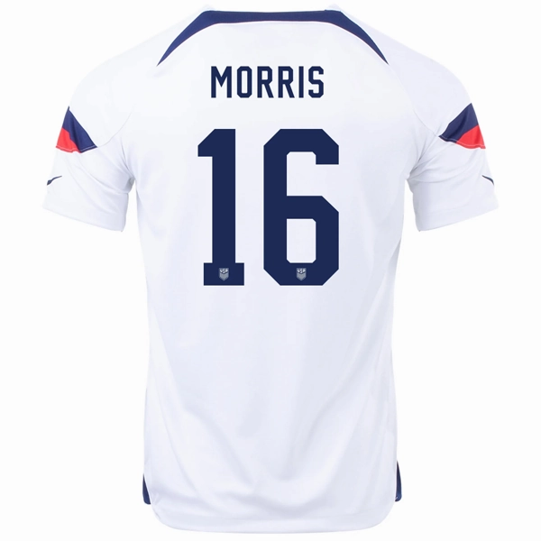 Nike United States Jordan Morris Home Jersey 22/23 (White/Loyal Blue) Ventilation Panels Yarn Dye Effect