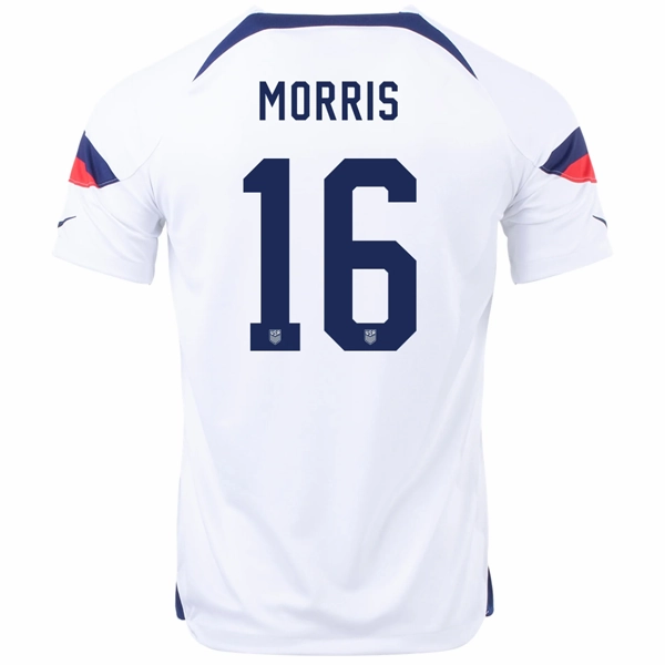 Nike United States Jordan Morris Home Jersey 22/23 (White/Loyal Blue) Flexible Fit