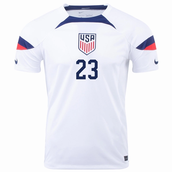 Nike United States Kellyn Acosta Home Jersey 22/23 (White/Loyal Blue) Double Layered Hem
