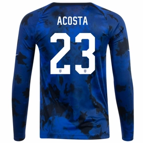 Breathe Zone Nike United States Kellyn Acosta Long Sleeve Away Jersey 22/23 (Bright Blue/White)