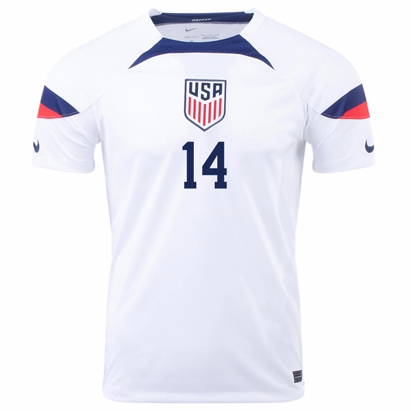 Nike United States Luca De La Torre Home Jersey 22/23 (White/Loyal Blue) High Compression Support