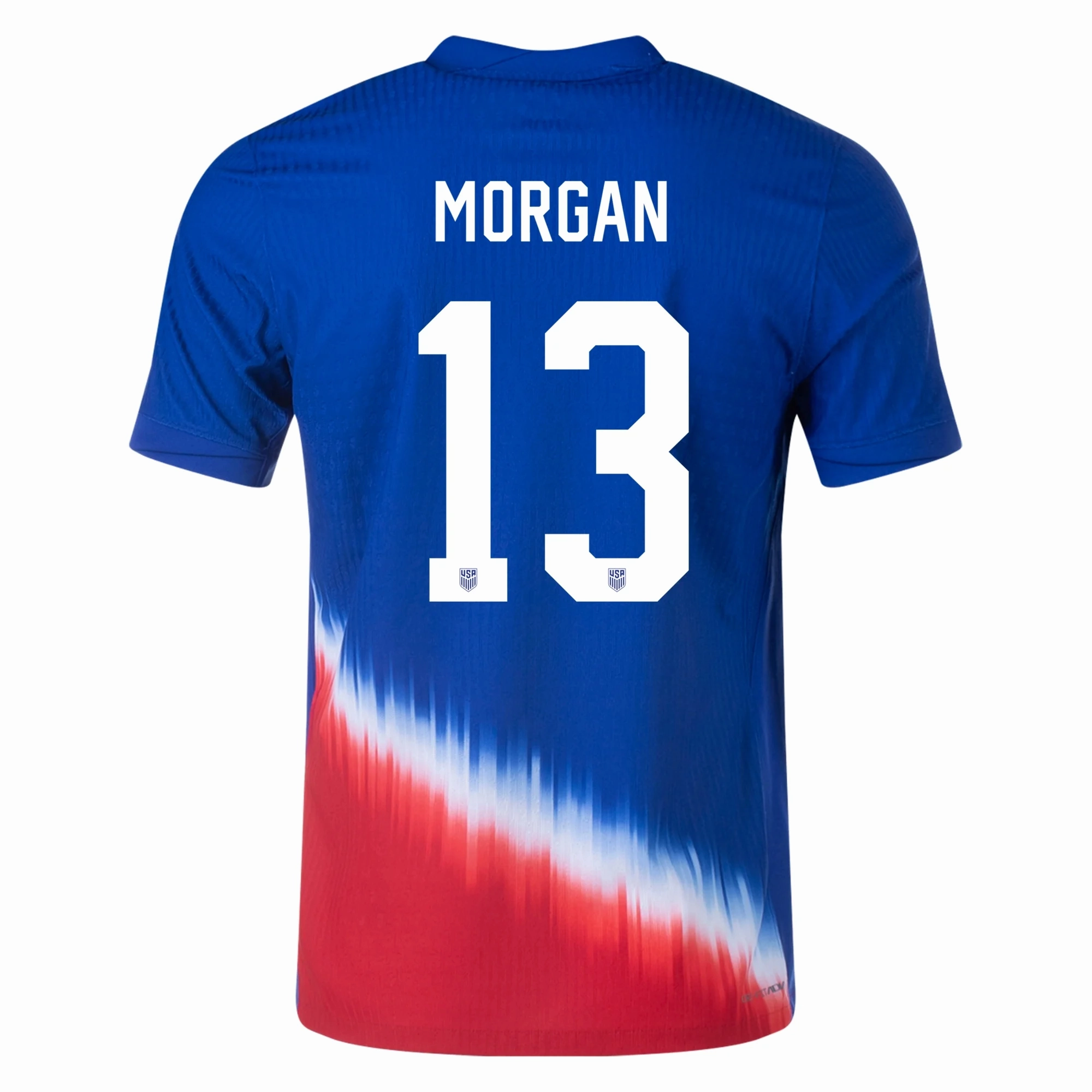 Nike United States Match Authentic Alex Morgan Away Jersey 24/25 (Old Royal/Sport Red/White) Sport Flex Vivid Pattern