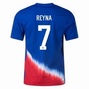 Nike United States Match Authentic Gio Reyna Away Jersey 24/25 (Old Royal/Sport Red/White) Quick Recovery Fabric Snag Resistant Knit
