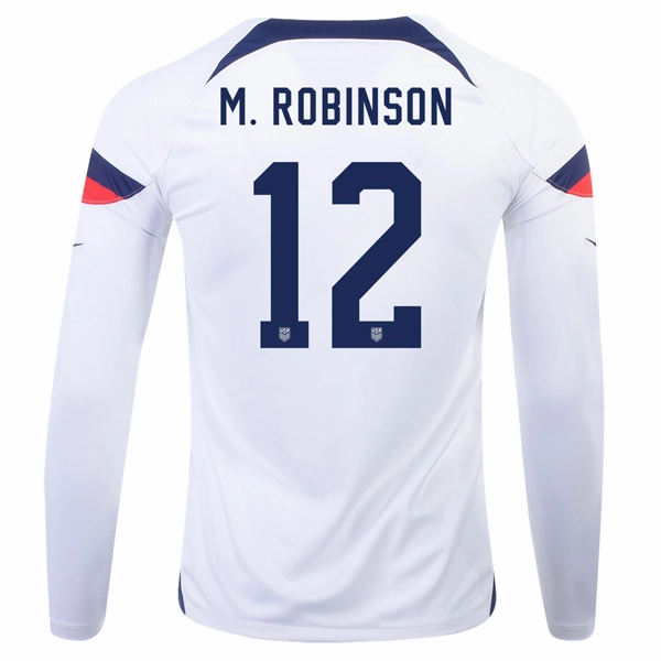 Microfiber Blend Nike United States Miles Robinson Home Long Sleeve Jersey 22/23 (White/Loyal Blue)