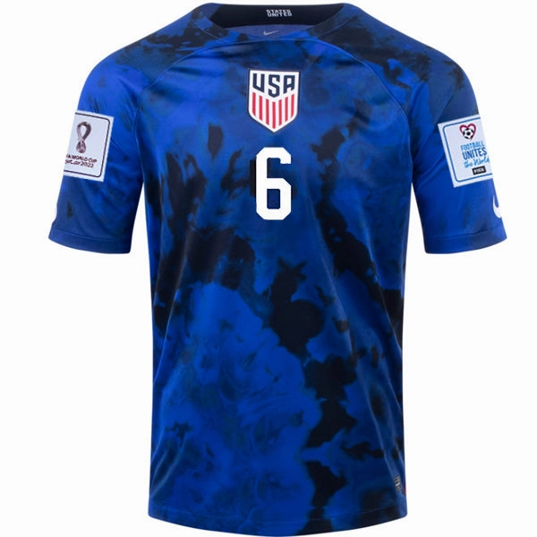 Nike United States Musah Away Jersey 22/23 w/ World Cup 2022 Patches (Bright Blue/White) Flex Performance