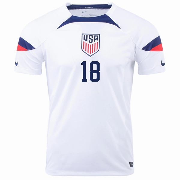 Reinforced Hems Layered Insulation System Nike United States Ricardo Pepi Home Jersey 22/23 (White/Loyal Blue)