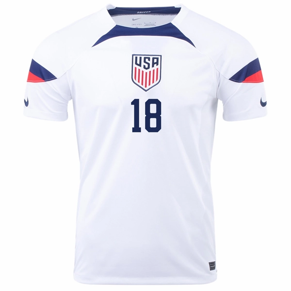 Stretch Fit Lightweight Fit Nike United States Ricardo Pepi Home Jersey 22/23 (White/Loyal Blue)