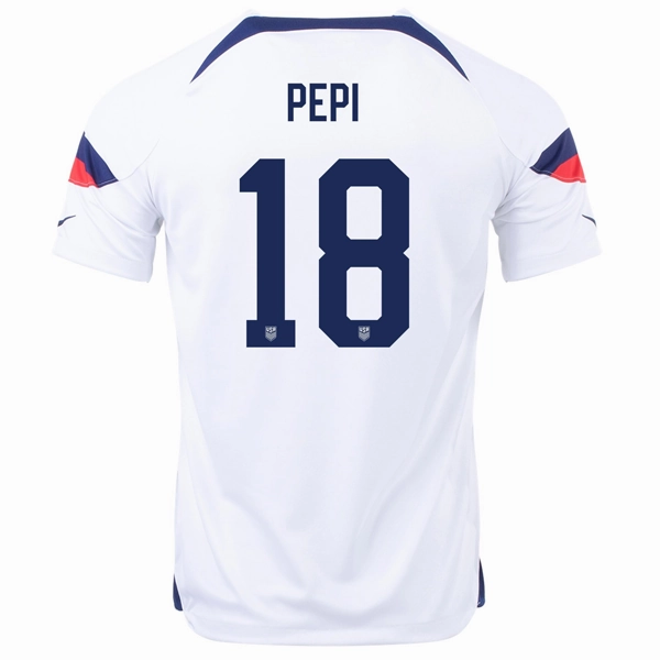Reinforced Hem Durability Nike United States Ricardo Pepi Home Jersey 22/23 (White/Loyal Blue)