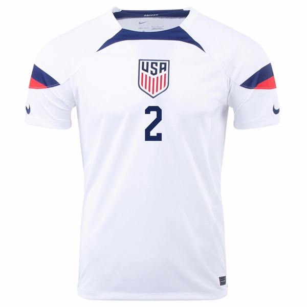 Nike United States Sergino Dest Home Jersey 22/23 (White/Loyal Blue) Court Style High Elasticity Fabric