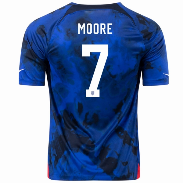 Sustainable production Tear Resistant Fabric Weave Nike United States Shaq Moore Away Jersey 22/23 (Bright Blue/White)