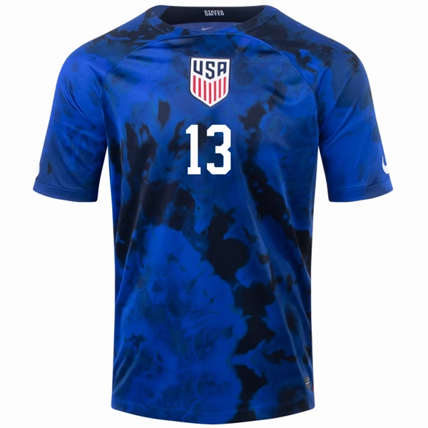 Quick Release Zipper Features Nike United States Tim Ream Away Jersey 22/23 (Bright Blue/White)