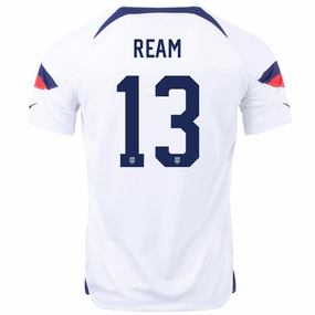Nike United States Tim Ream Home Jersey 22/23 (White/Loyal Blue) Non Chafing Seam Placement Everyday Flex