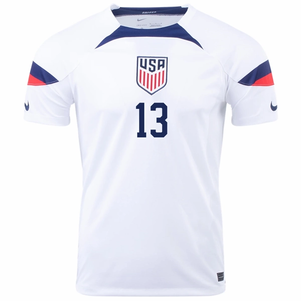 Comfort Optimized Lining Silent Fit Nike United States Tim Ream Home Jersey 22/23 (White/Loyal Blue)