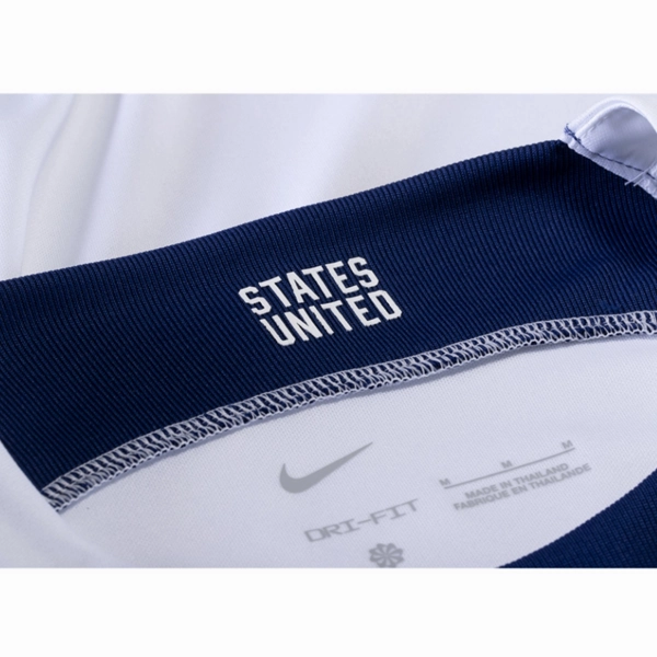 Nike United States Timothy Weah Home Long Sleeve Jersey 22/23 (White/Loyal Blue) Dynamic Air Eco Friendly Fibers