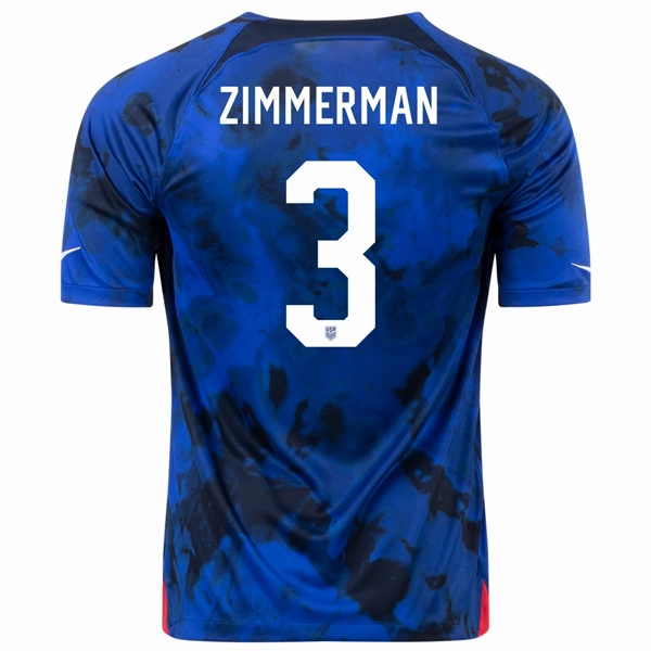 Nike United States Walker Zimmerman Away Jersey 22/23 (Bright Blue/White) Athletic Performance