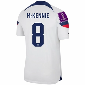 Garment Dyed Colorfastness Nike United States Weston McKennie Authentic Match Home Jersey 22/23 w/ World Cup 2022 Patches (White/Loyal Blue)