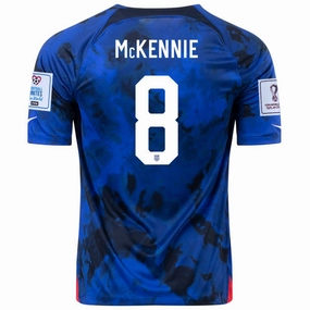 Anti Slip Hem Guard Nike United States Weston Mckennie Away Jersey 22/23 w/ World Cup 2022 Patches (Bright Blue/White)