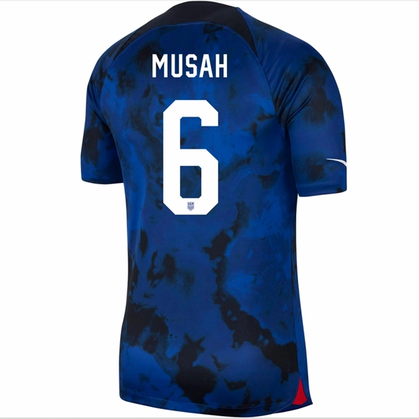 Breathable Layer Nike United States Yunus Musah Authentic Match Away Jersey 22/23 (Bright Blue/White)
