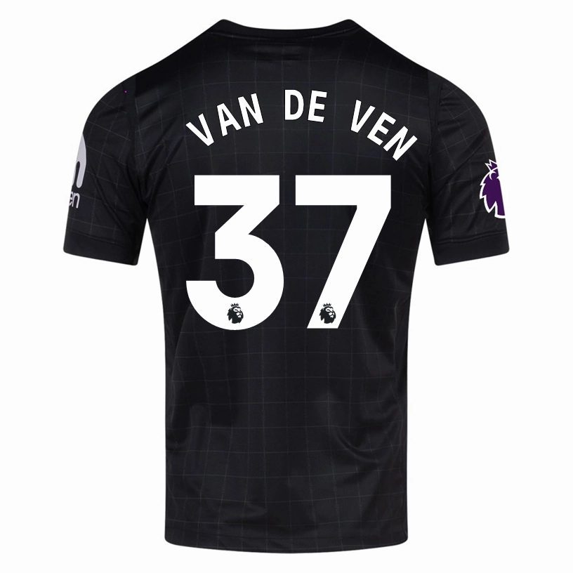 Lightweight Layering Nike Van de ven Men's Tottenham Away Jersey w/ EPL   No Room For Racism Patches 25/26 (Black/Iron)