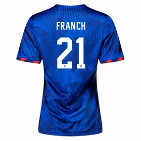 Nike Womens United States Adrianna Franch 4 Star Away Jersey 23/24 w/ 2019 World Cup Champion Patch (Hyper Royal/Loyal Blue) Lockstitch Detailing