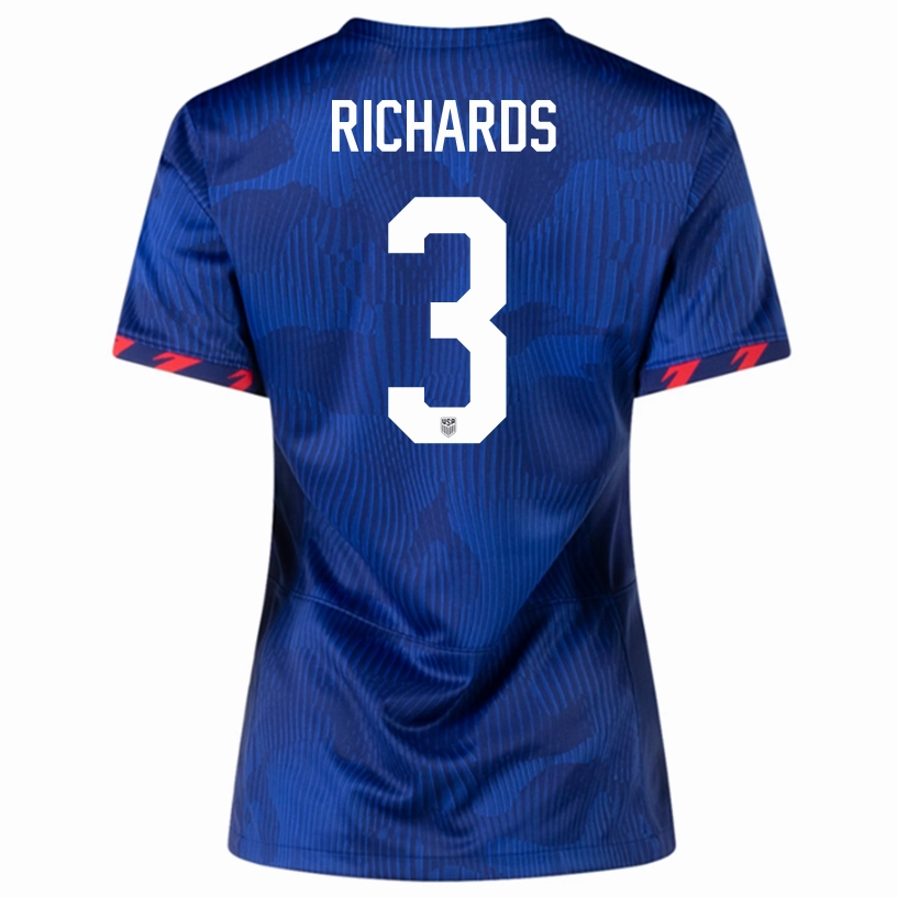 Nike Womens United States Chris Richards Away Jersey 23/24 (Hyper Royal/Loyal Blue) Flexible Apparel Quick Drying