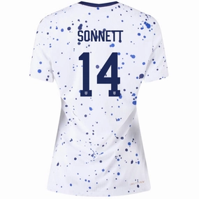 Nike Womens United States Emily Sonnett 4 Star Authentic Match Home Jersey 23/24 w/ 2019 World Cup Champions Patch (White/Loyal Blue) Comfort Optimized Lining