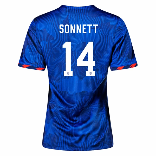 Nike Womens United States Emily Sonnett 4 Star Away Jersey 23/24 w/ 2019 World Cup Champion Patch (Hyper Royal/Loyal Blue) All weather