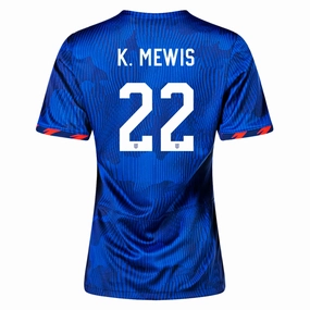 Reflective details Nike Womens United States Kristie Mewis 4 Star Away Jersey 23/24 w/ 2019 World Cup Champion Patch (Hyper Royal/Loyal Blue)