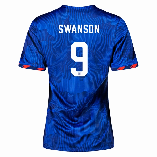 Fit Tech Anti Pilling Technology Nike Womens United States Mallory Swanson 4 Star Away Jersey 23/24 w/ 2019 World Cup Champion Patch (Hyper Royal/Loyal Blue)