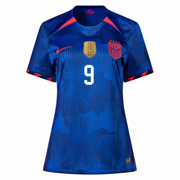 Nike Womens United States Mallory Swanson 4 Star Away Jersey 23/24 w/ 2019 World Cup Champion Patch (Hyper Royal/Loyal Blue) Friction Free Seams