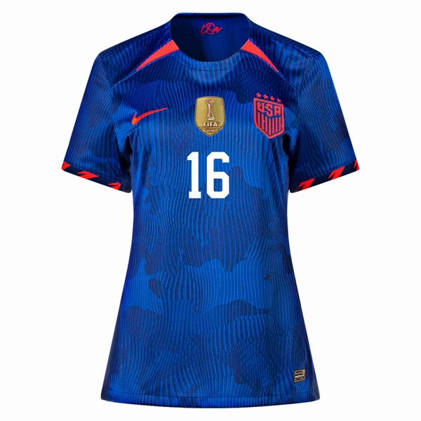 Nike Womens United States Rose Lavelle 4 Star Away Jersey 23/24 w/ 2019 World Cup Champion Patch (Hyper Royal/Loyal Blue) All Purpose Friction Reducing Inner Layer