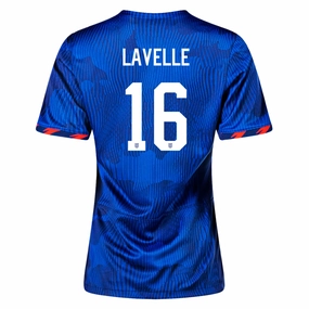 Flatlock stitching Nike Womens United States Rose Lavelle 4 Star Away Jersey 23/24 w/ 2019 World Cup Champion Patch (Hyper Royal/Loyal Blue)