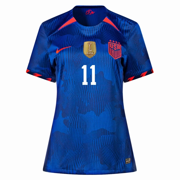 Base Movement Unstructured Silhouette Nike Womens United States Sophia Smith 4 Star Away Jersey 23/24 w/ 2019 World Cup Champion Patch (Hyper Royal/Loyal Blue)