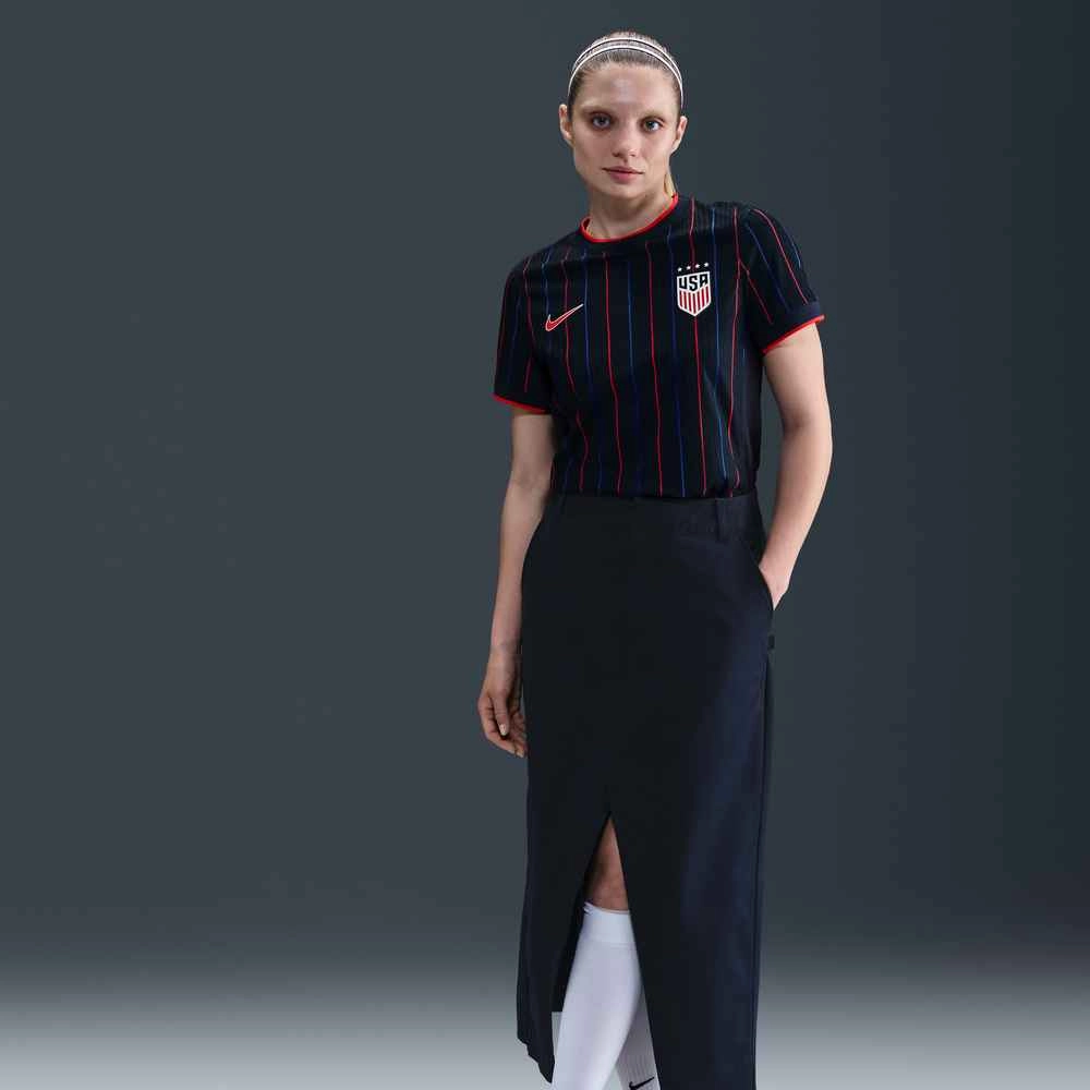 Effortless Style Nike Womens USA 25/26 Away 4 Star Match Authentic Jersey 452 (Obsidian/Challenge Red)