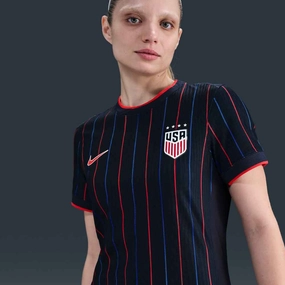 Airflow Channel Design Nike Womens USA 25/26 Away 4 Star Match Authentic Jersey 452 (Obsidian/Challenge Red)