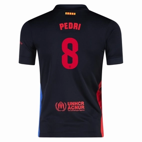 Nike Youth Barcelona Pedri Away jersey 24/25 (Black/University Red/Hyper Royal) Comfort Focused Light Motion
