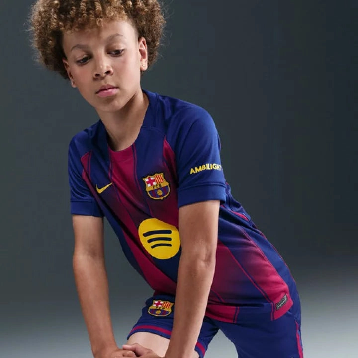 Nike Youth FC Barcelona Home Jersey 25/26 (Deep Royal Blue/Midwest Gold) Raglan Sleeve Design On The Go
