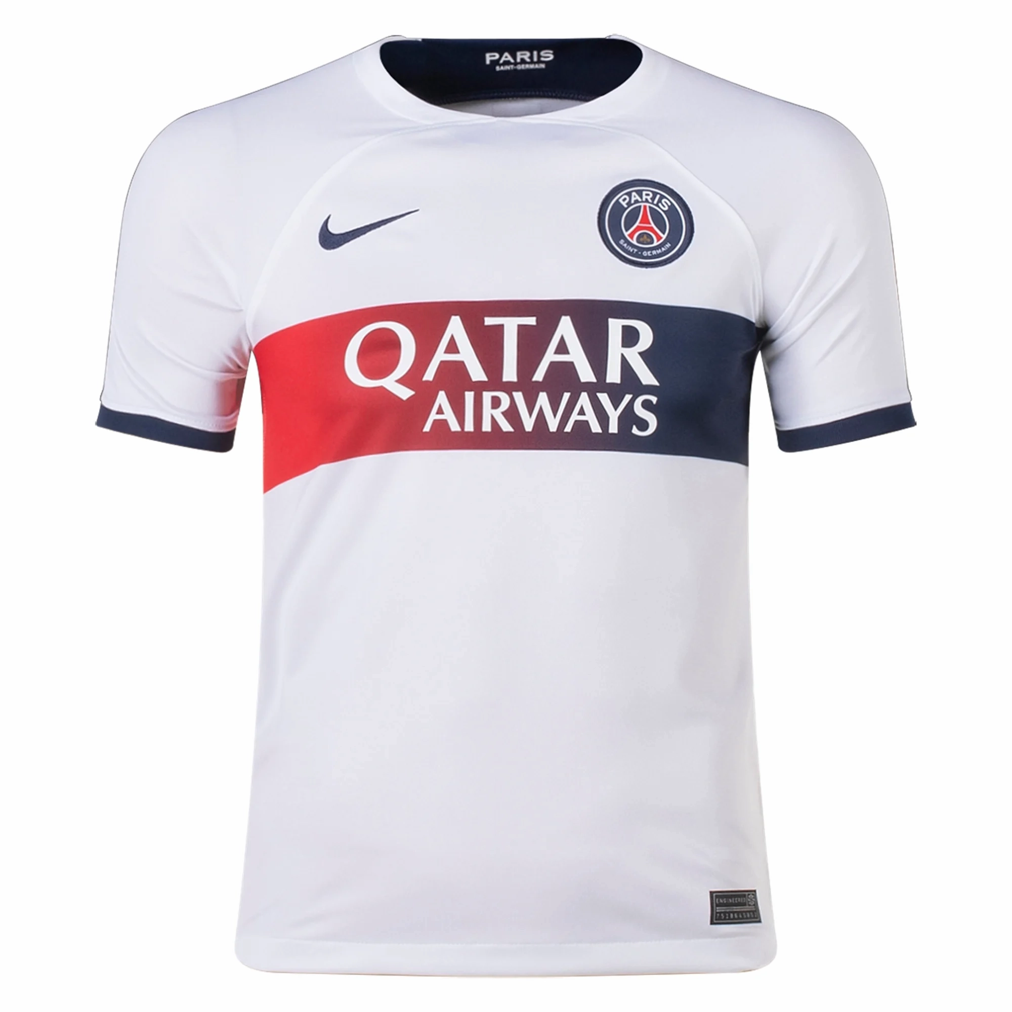 Nike Youth Paris Saint-Germain Away Jersey 23/24 (White/Midnight Navy) dry surface