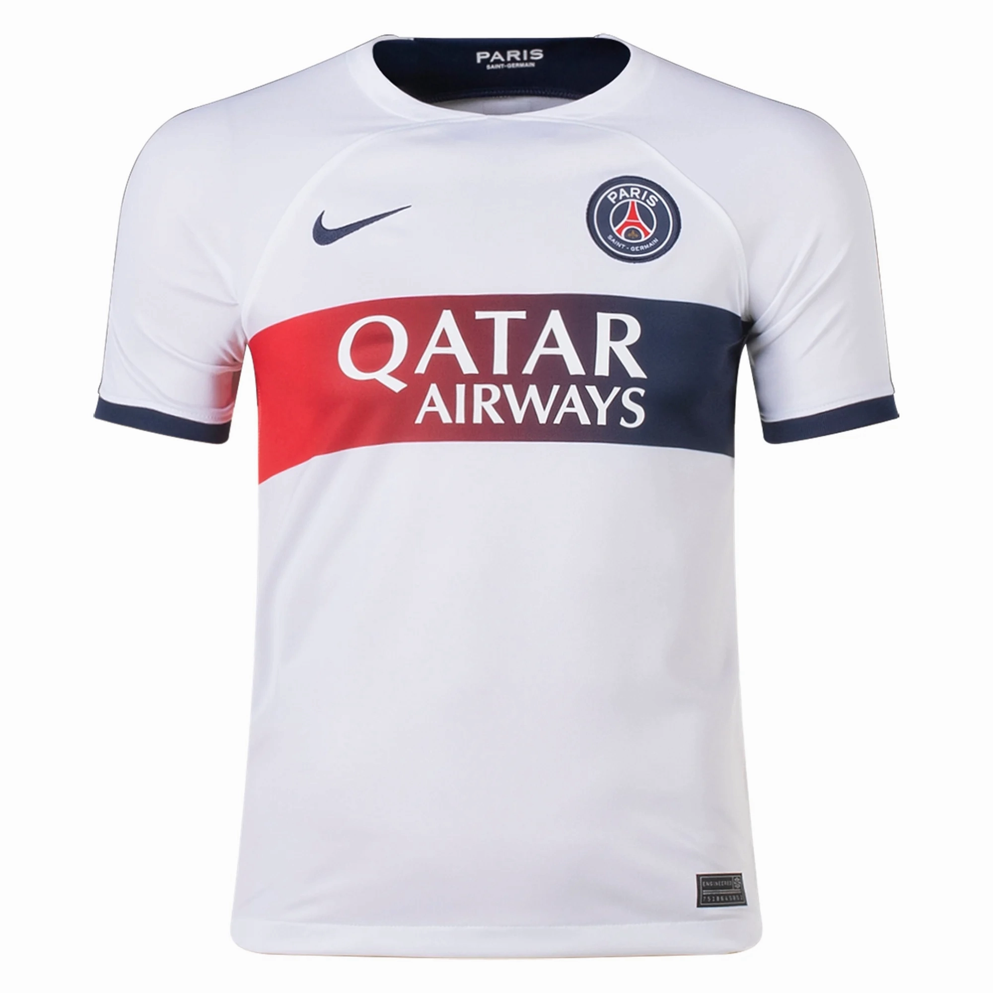 Nike Youth Paris Saint-Germain Away Jersey 23/24 (White/Midnight Navy) Breathable fabric