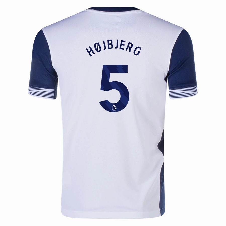 Clean Finish Stretchable Ribbed Collar Nike Youth Tottenham Pierre-Emile H?jbjerg Home Jersey 24/25 (White/Navy)